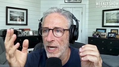 Jon Stewart gives 'chef's kiss' to MAGA backlash over Epstein files