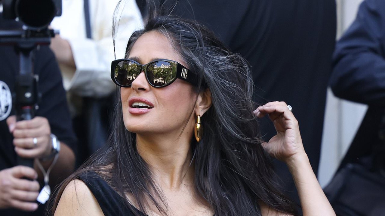 Salma Hayek, 58, embraces her natural grey hair at Paris Fashion Week