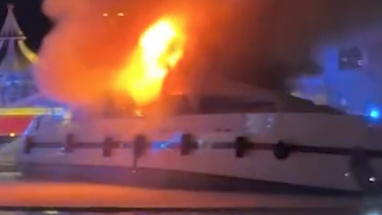 Superyacht is ravaged by fire after blaze breaks out in St Tropez