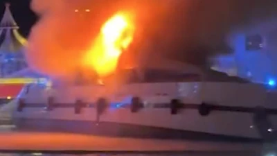 Superyacht is ravaged by fire after blaze breaks out in St Tropez