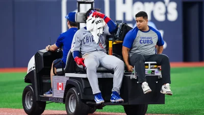 Baseball star carted off in tears after suffering heartbreaking injury