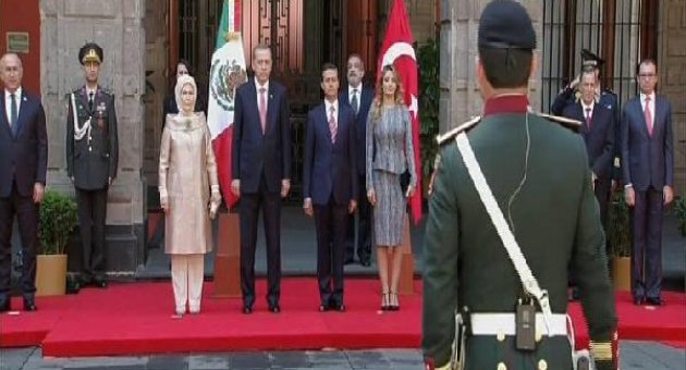 Erdoğan Meksika'da resmi törenle karşılandı