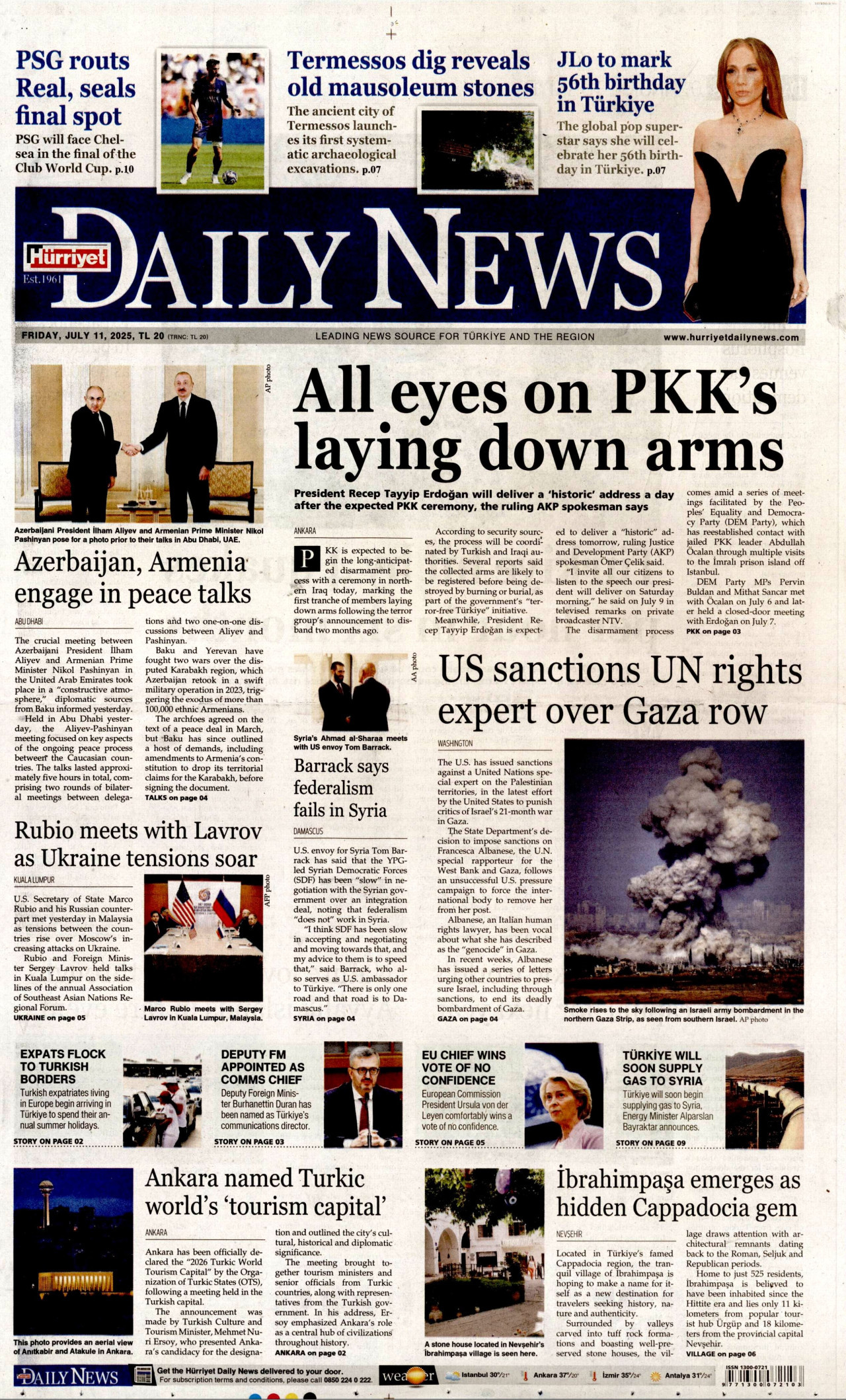 HÜRRİYET DAİLY NEWS Gazete Manşeti