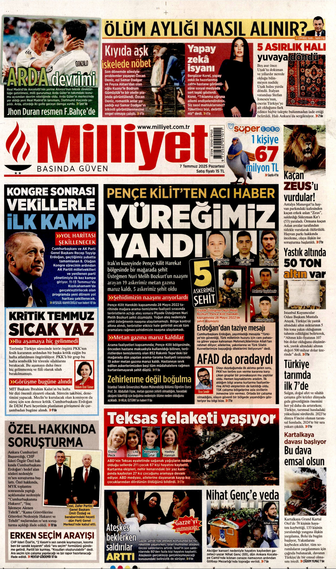 MİLLİYET Gazete Manşeti