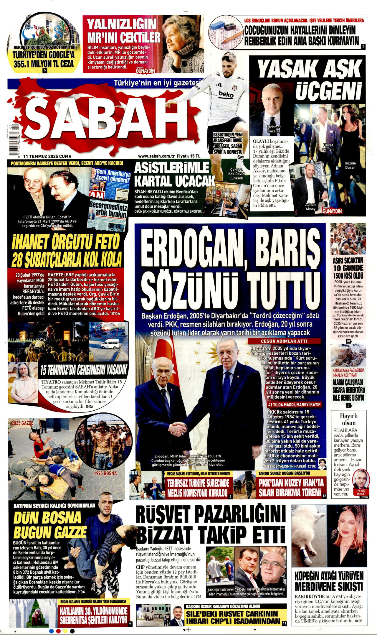 SABAH Gazete Manşeti