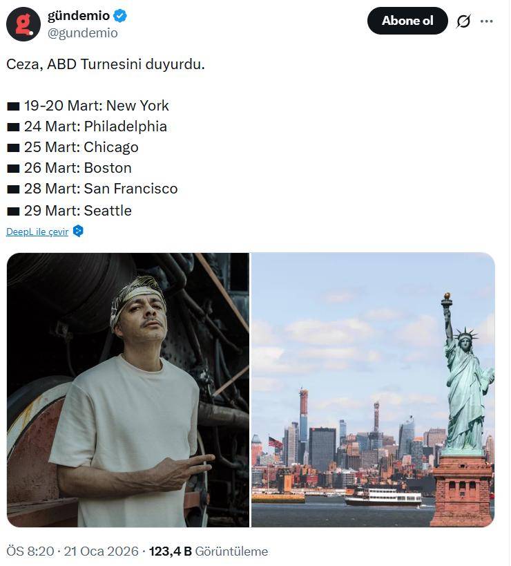 Ceza ABD turnesine çıkıyor