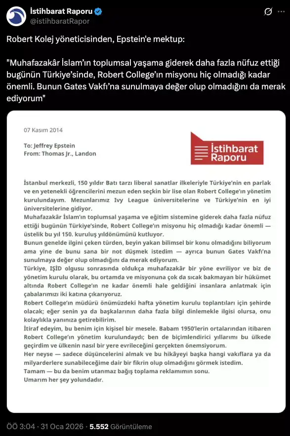 Epstein belgelerinde Türkiye izi