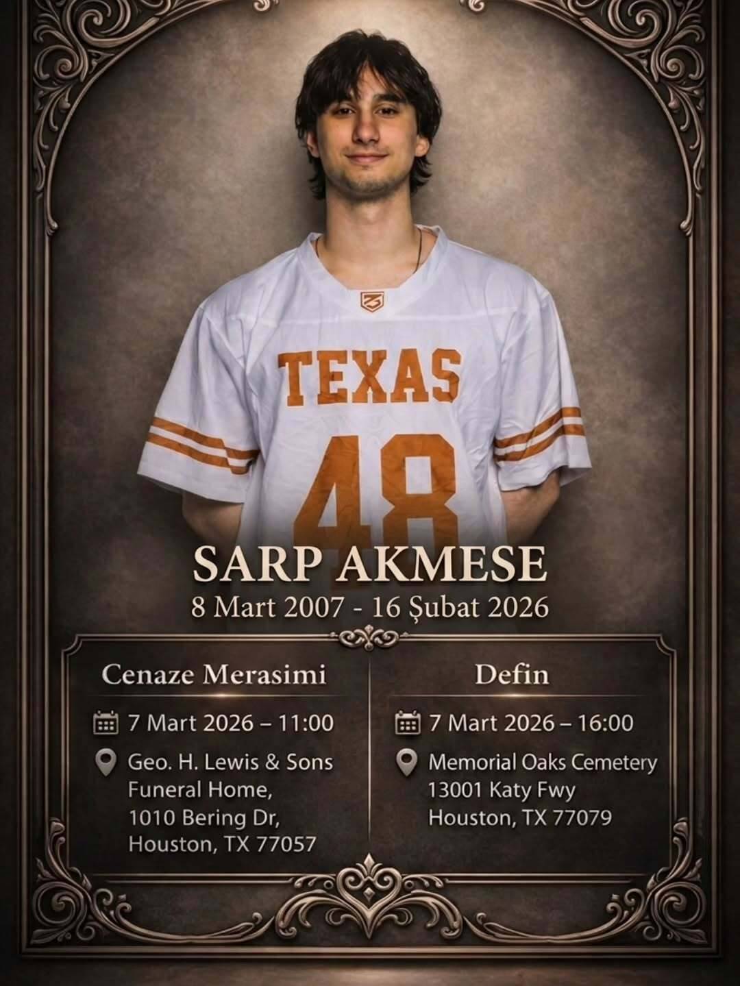 Houston’ feci kazada ölen Türk öğrenci son yolculuğuna uğurlanacak